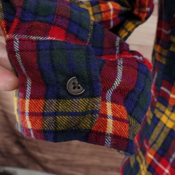 CROFT & BARROW LONG SLEEVE PLAID FLANNEL BUTTON UP SHIRT MENS SZ M **READ** - Picture 8 of 8